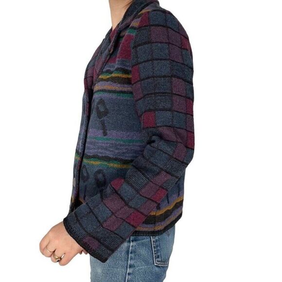 Vintage Womens Wooded River Western Bohemian Wool Blend Rodeo Blazer Jacket Sz M - Picture 5 of 7